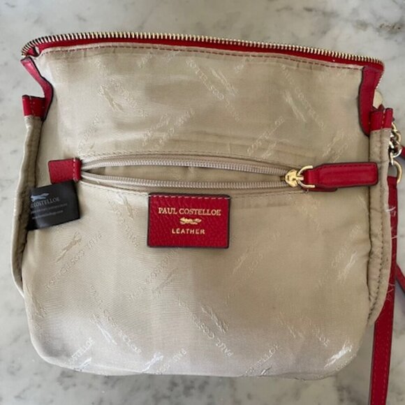 PAUL COSTELLOE Vintage Red Leather Satchel/Shoulder Bag Purse - Picture 11 of 17